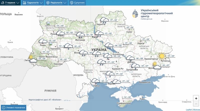 Україну накриє негода: дощі, грози та град у більшості областей
